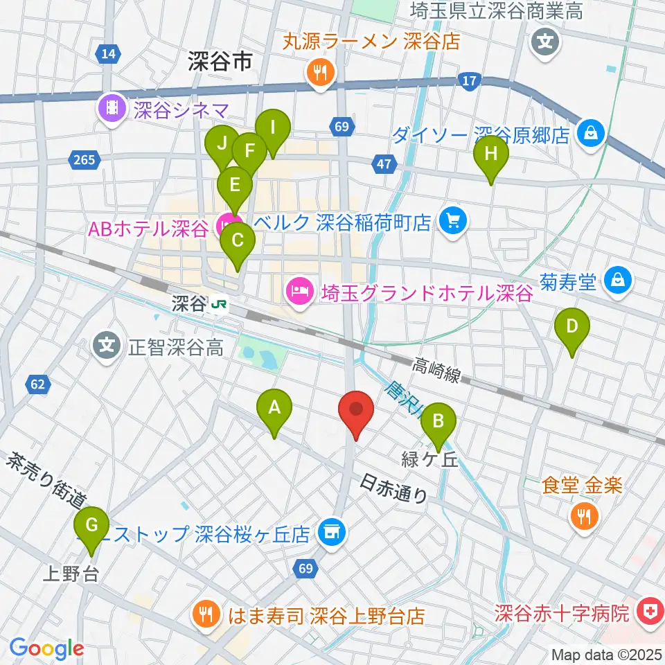 FMふっかちゃん周辺のカフェ一覧地図