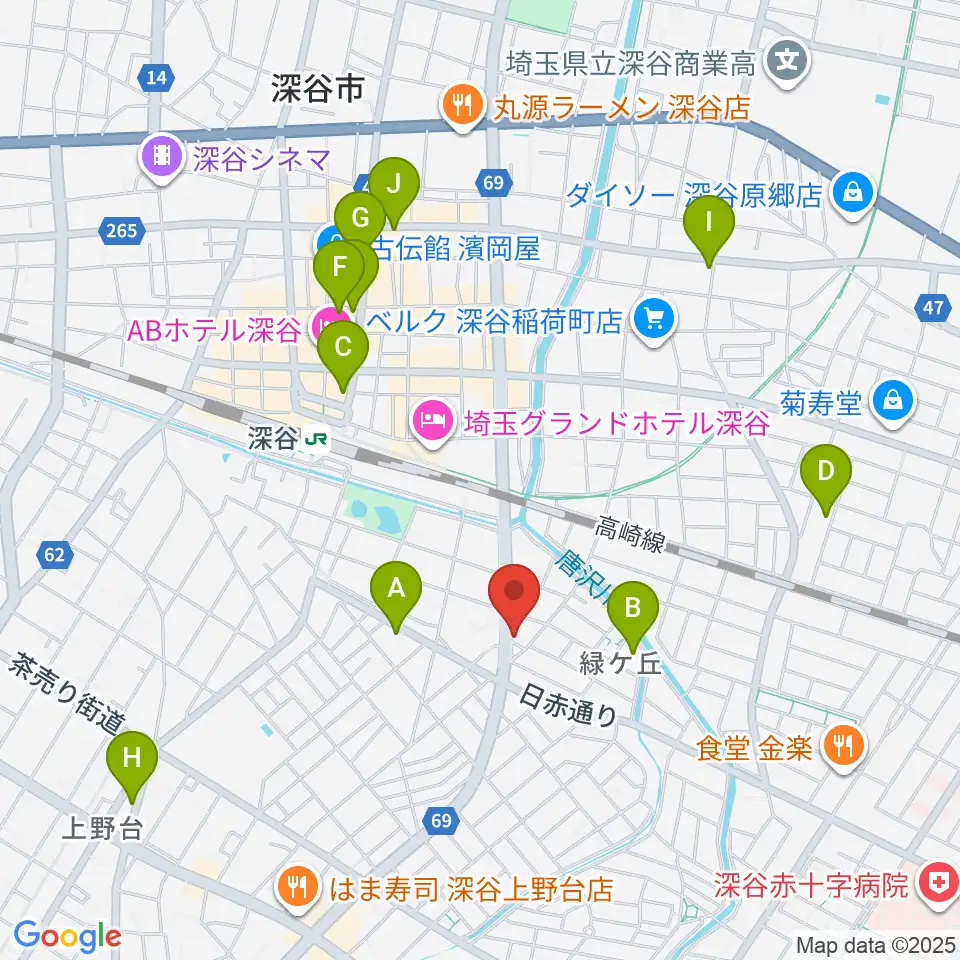 FMふっかちゃん周辺のカフェ一覧地図