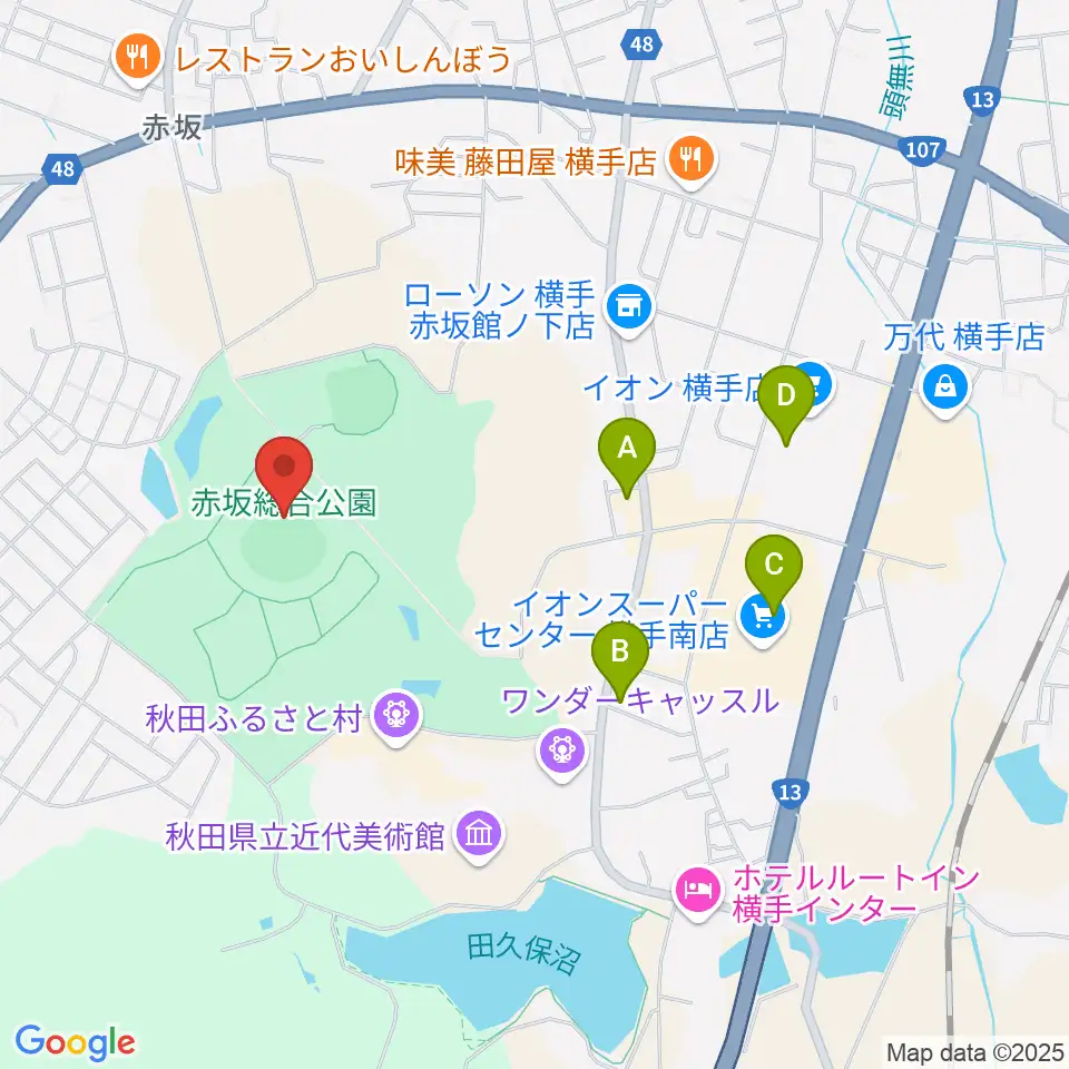 赤坂総合公園野球場周辺のカフェ一覧地図