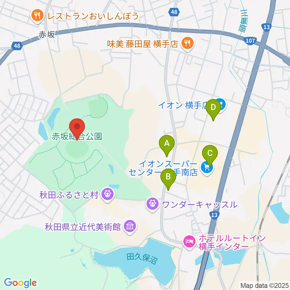 赤坂総合公園野球場周辺のカフェ一覧地図