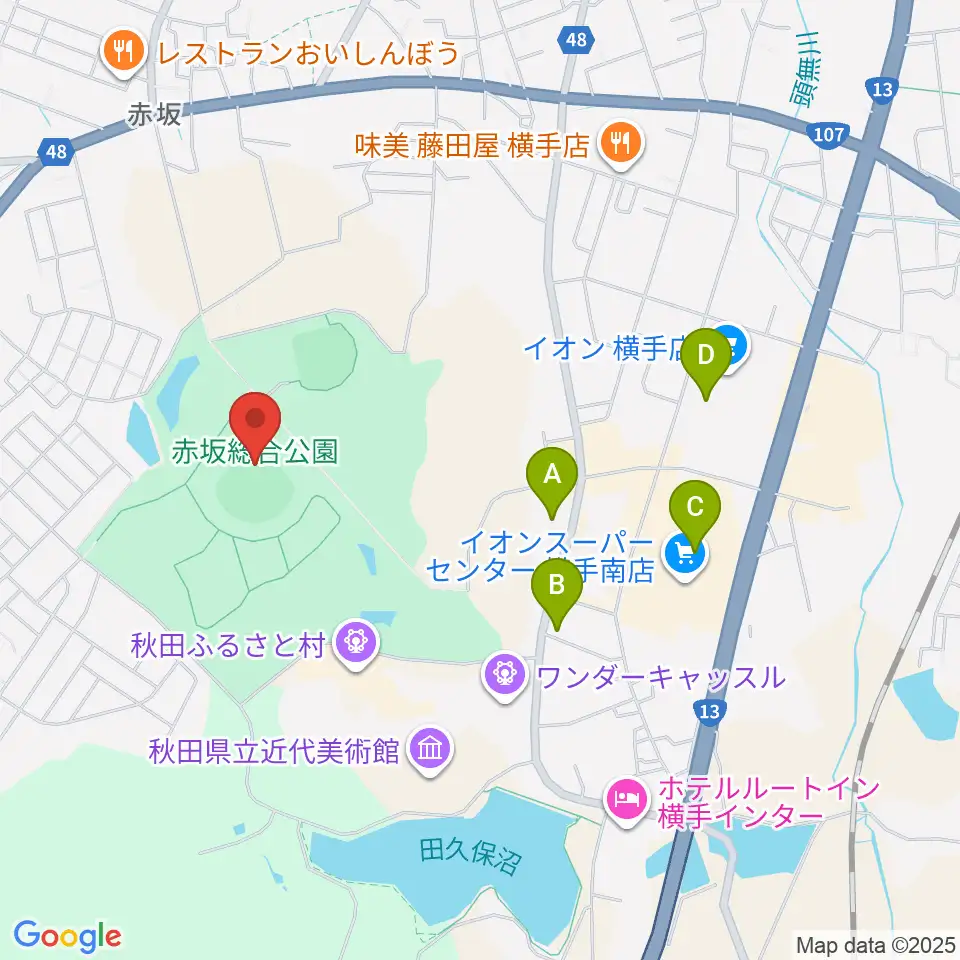 赤坂総合公園野球場周辺のカフェ一覧地図