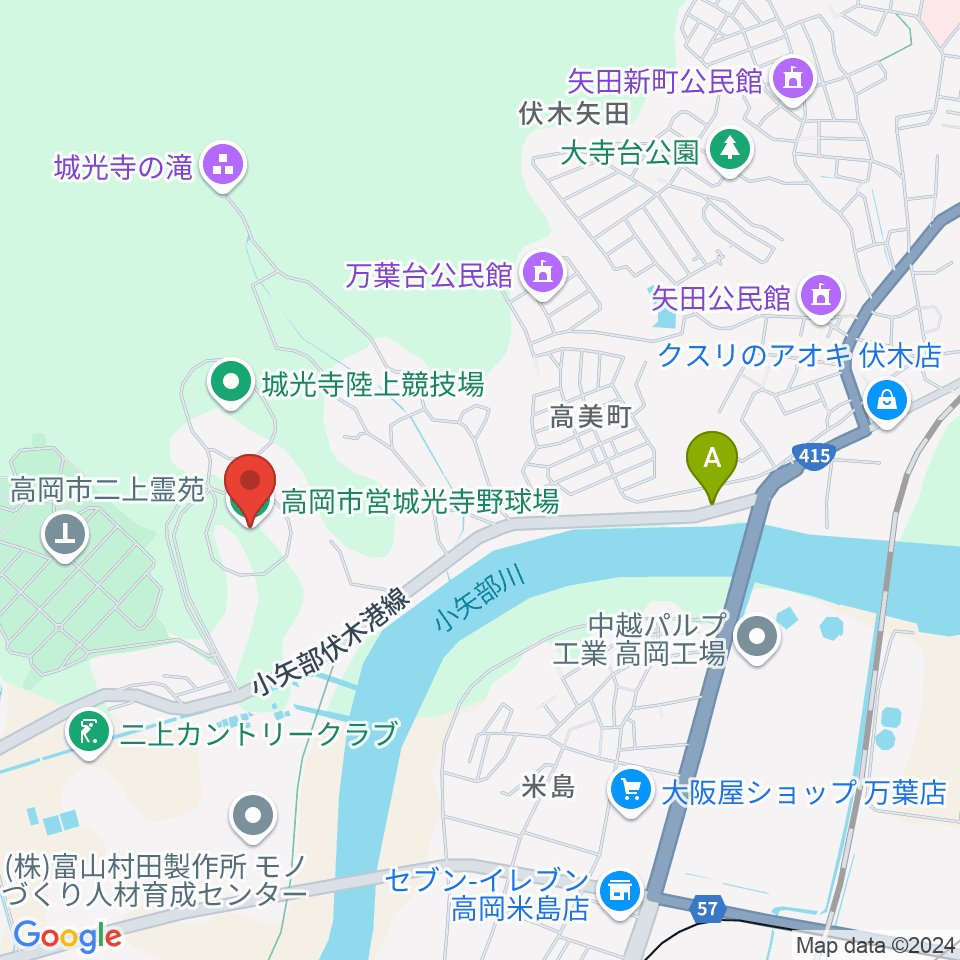 高岡市営城光寺野球場周辺のカフェ一覧地図