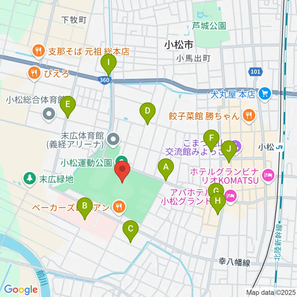 弁慶スタジアム周辺のカフェ一覧地図
