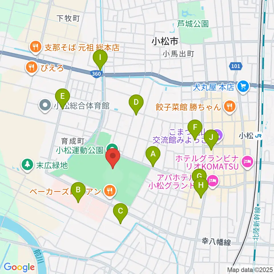 弁慶スタジアム周辺のカフェ一覧地図
