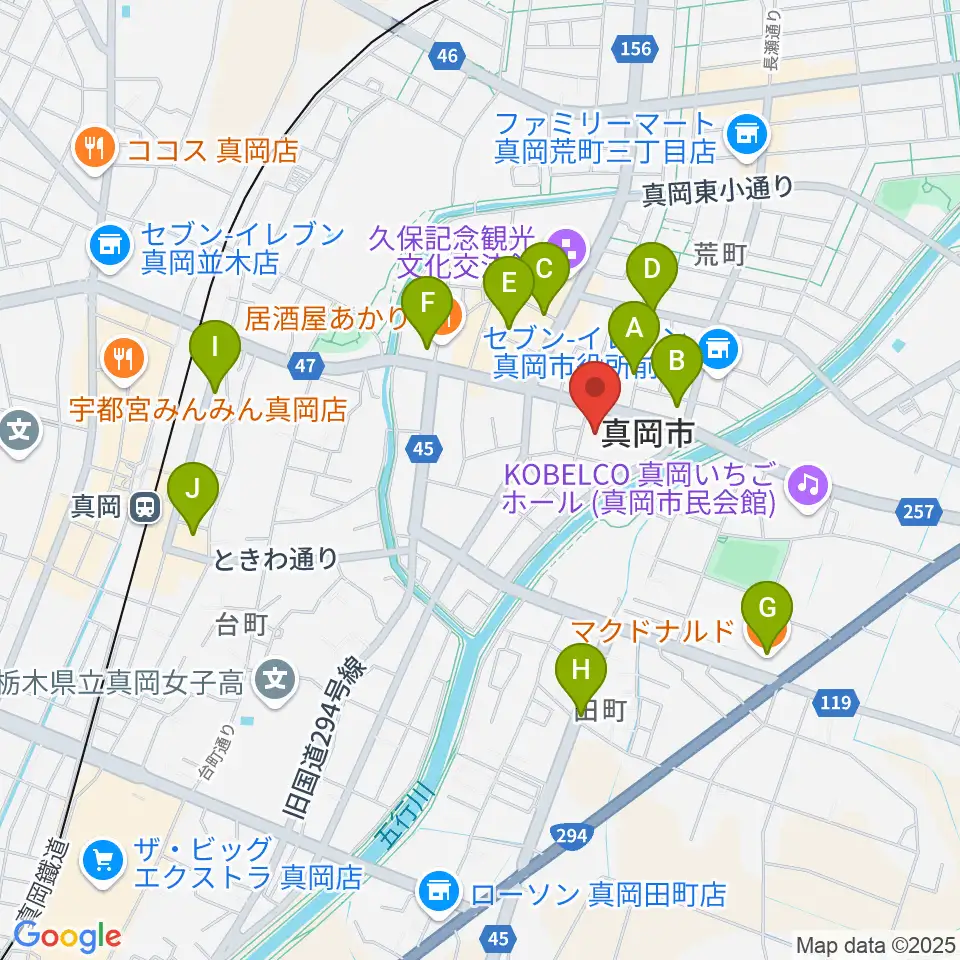 FMもおか周辺のカフェ一覧地図