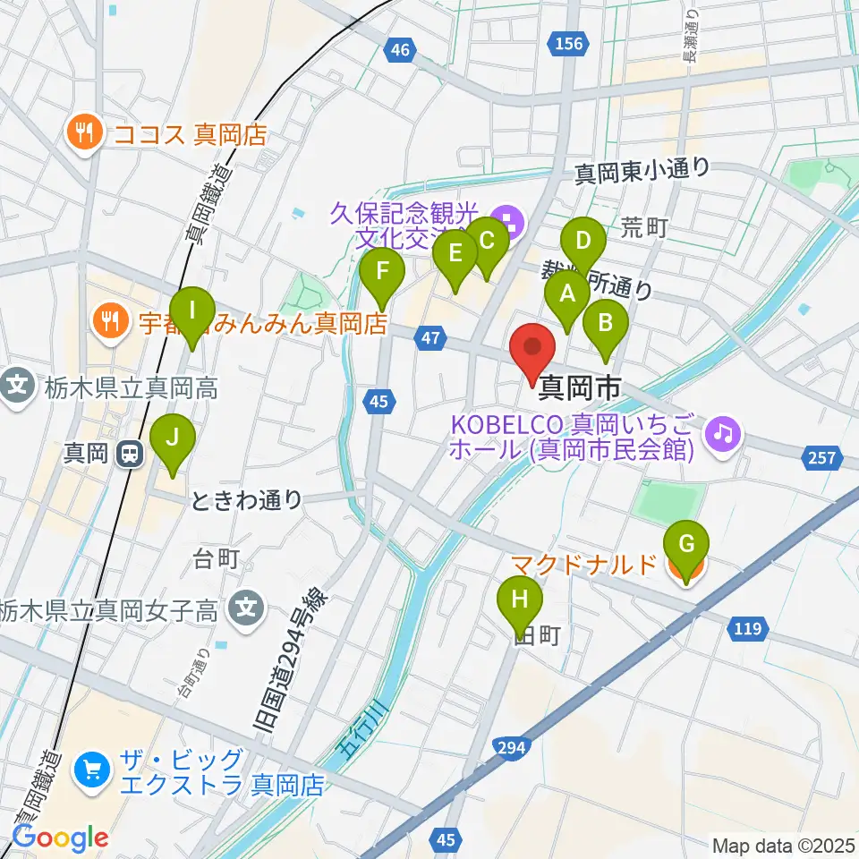 FMもおか周辺のカフェ一覧地図