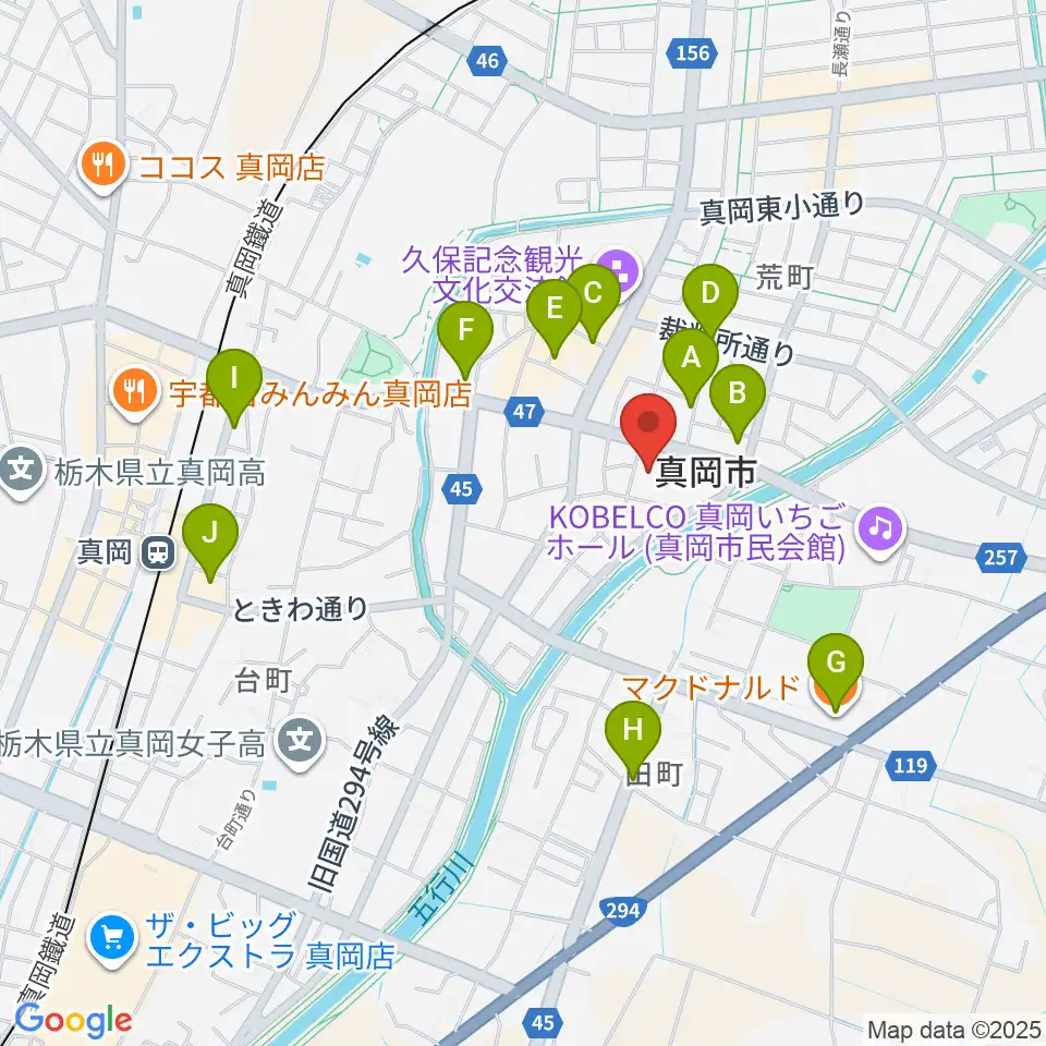 FMもおか周辺のカフェ一覧地図