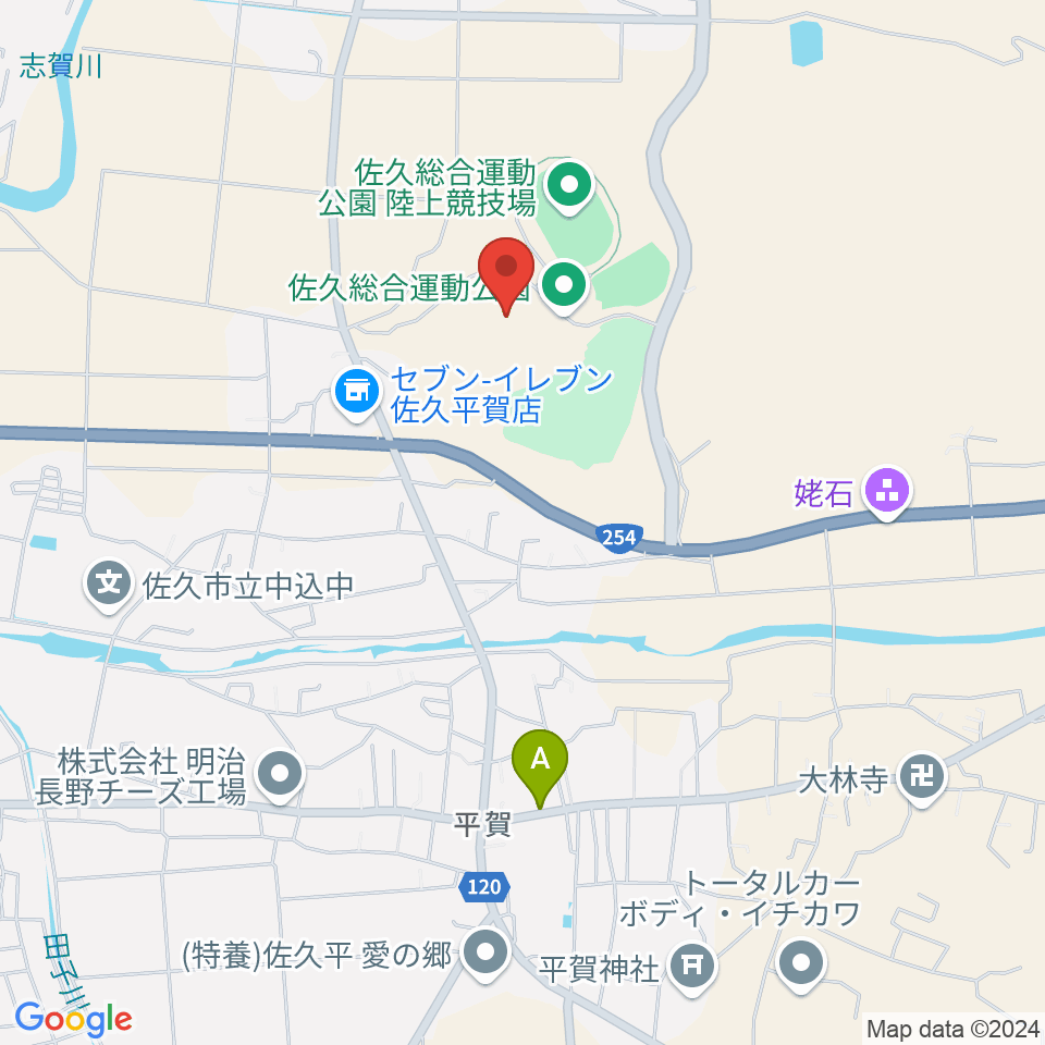 佐久総合運動公園野球場周辺のカフェ一覧地図