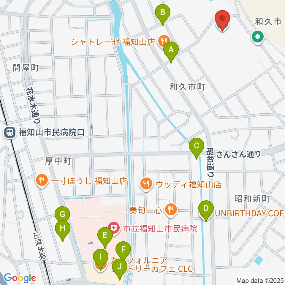 福知山SECカーボンスタジアム周辺のカフェ一覧地図