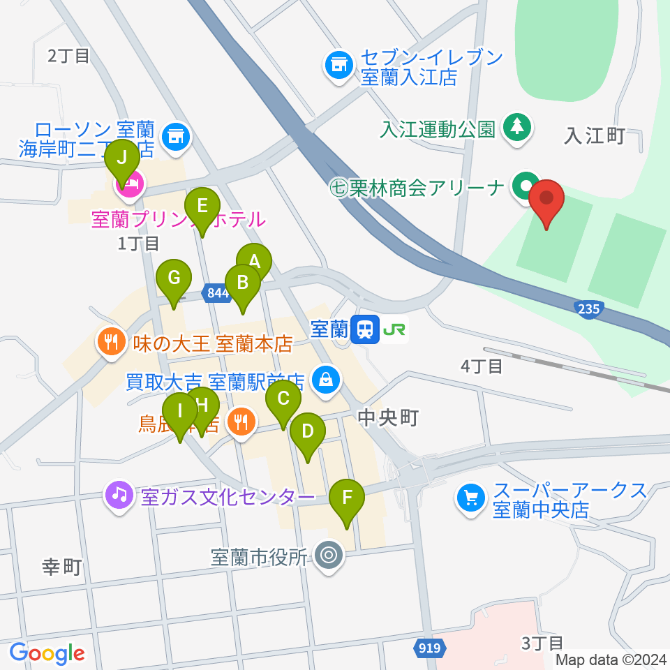 栗林商会アリーナ周辺のカフェ一覧地図