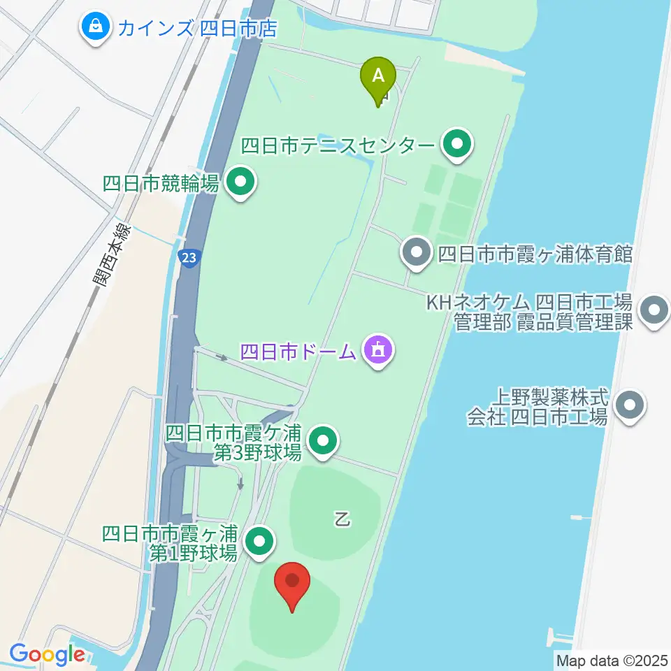 四日市市営霞ヶ浦第一野球場周辺のカフェ一覧地図