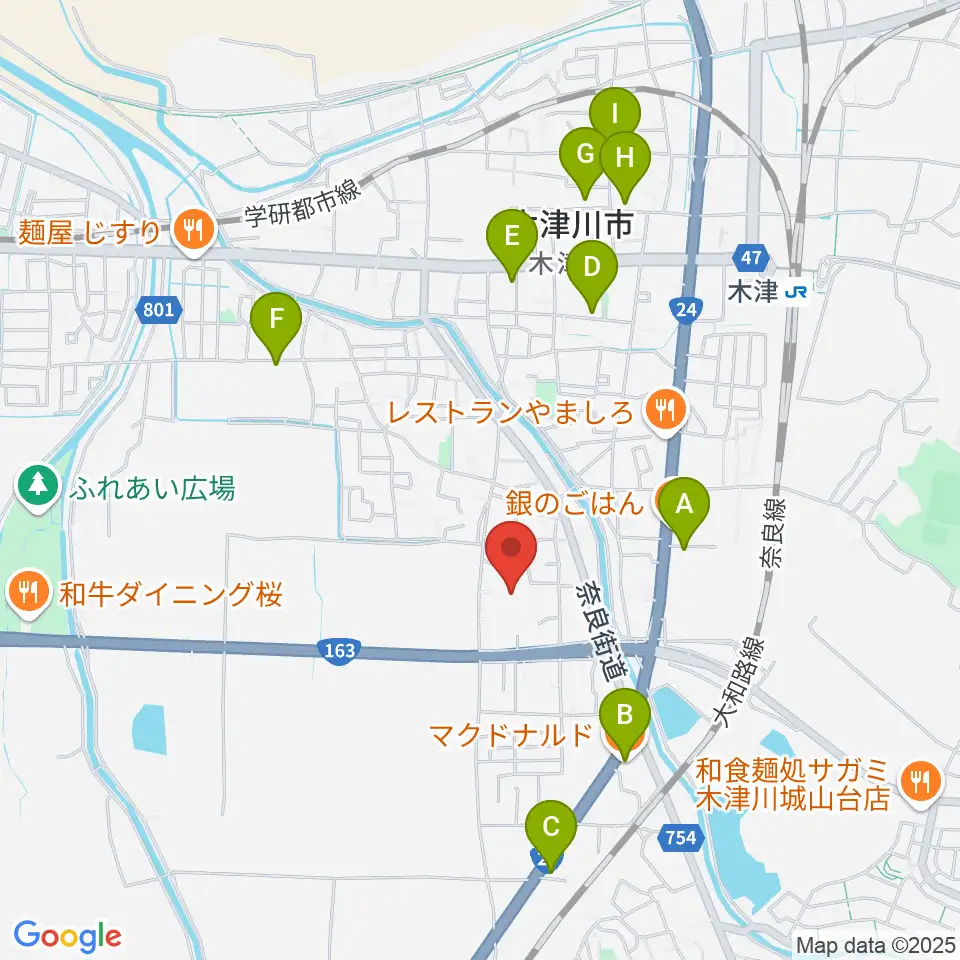木津川市中央交流会館(いずみホール)周辺のカフェ一覧地図