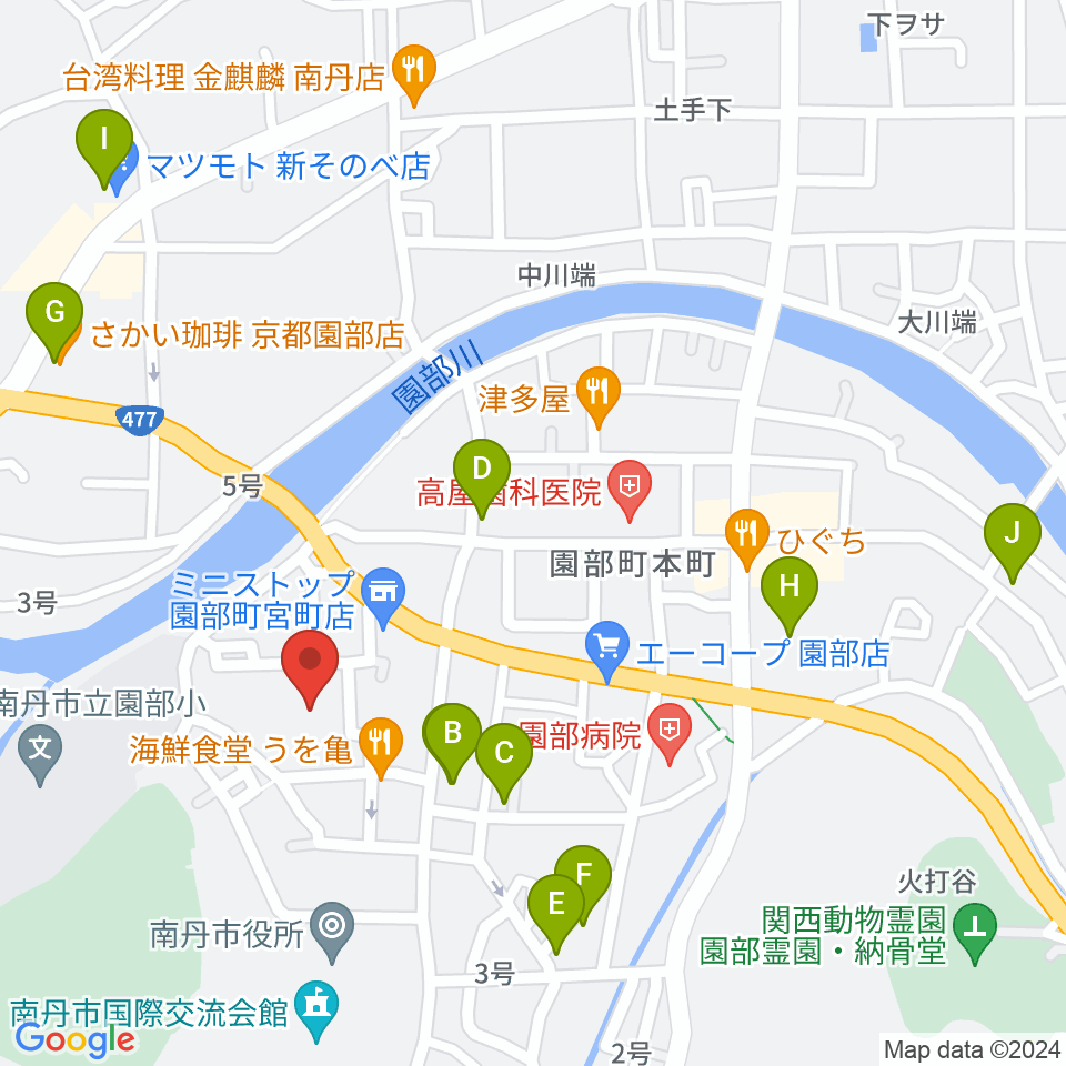 南丹市園部文化会館アスエルそのべ周辺のカフェ一覧地図