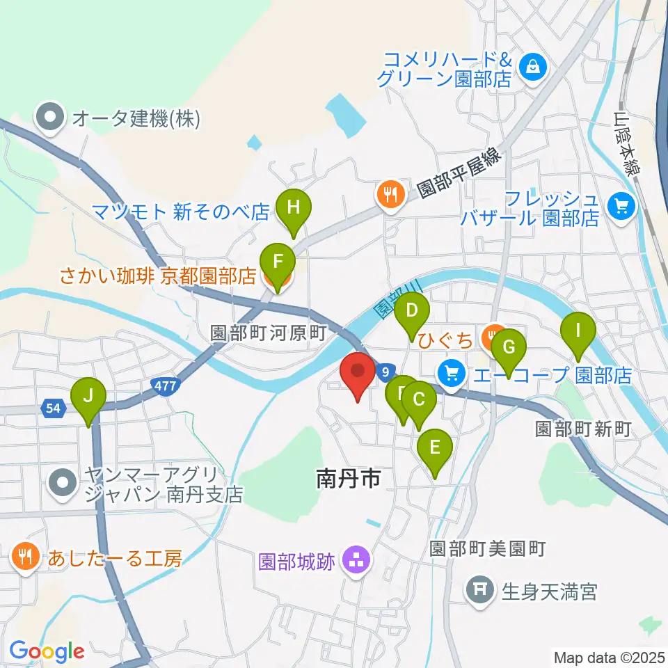 南丹市園部文化会館アスエルそのべ周辺のカフェ一覧地図