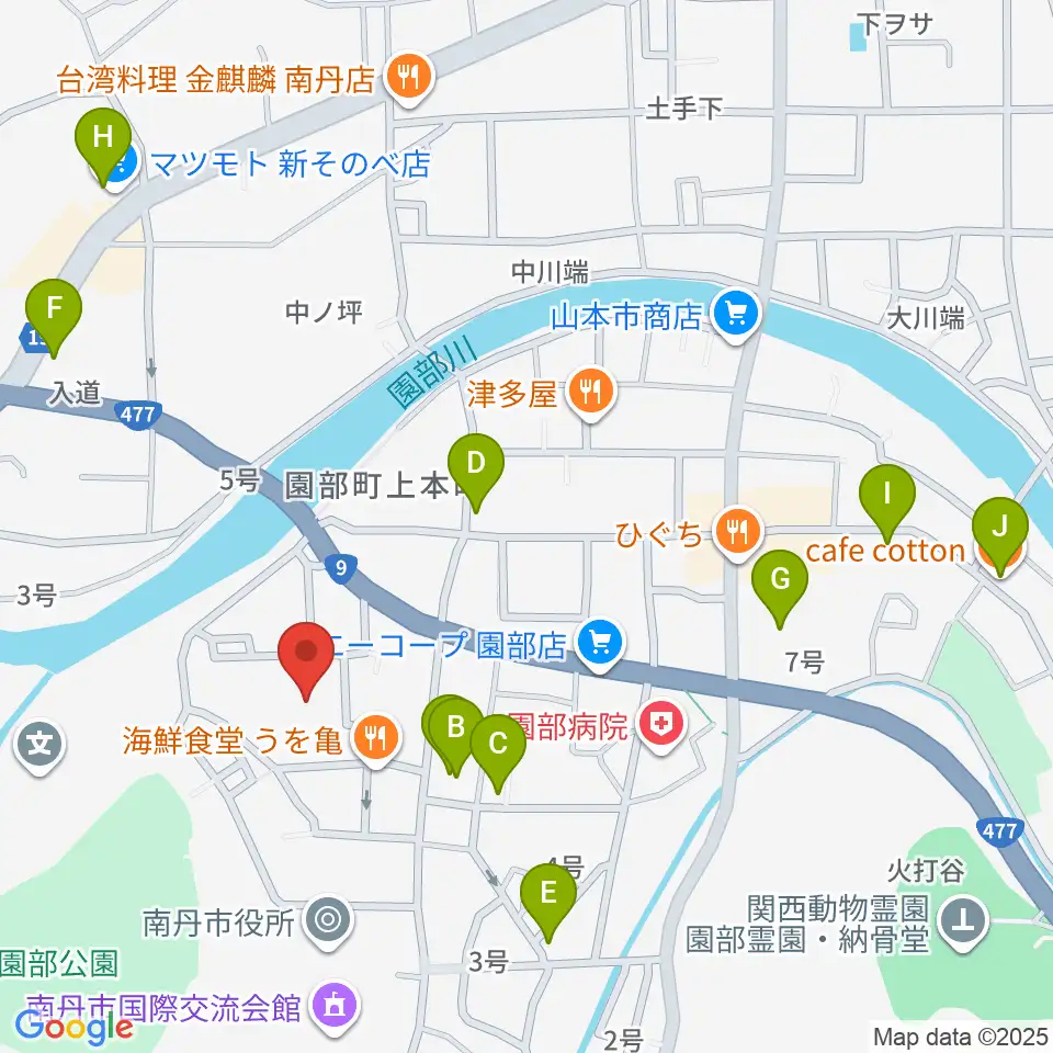 南丹市園部文化会館アスエルそのべ周辺のカフェ一覧地図