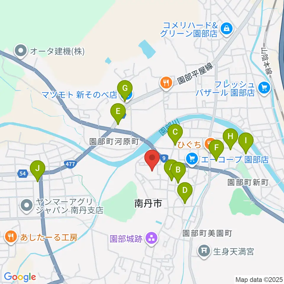 南丹市園部文化会館アスエルそのべ周辺のカフェ一覧地図