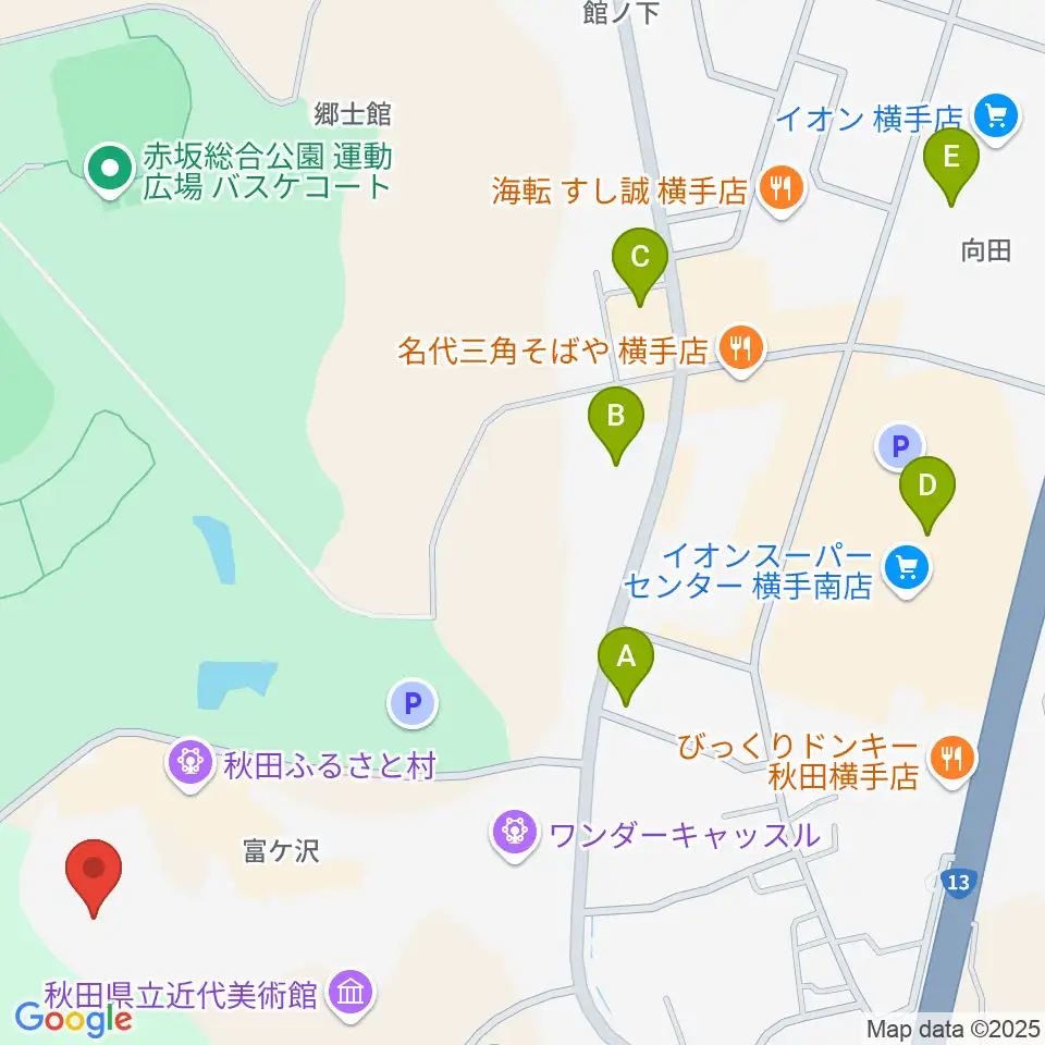 秋田ふるさと村ドーム劇場周辺のカフェ一覧地図
