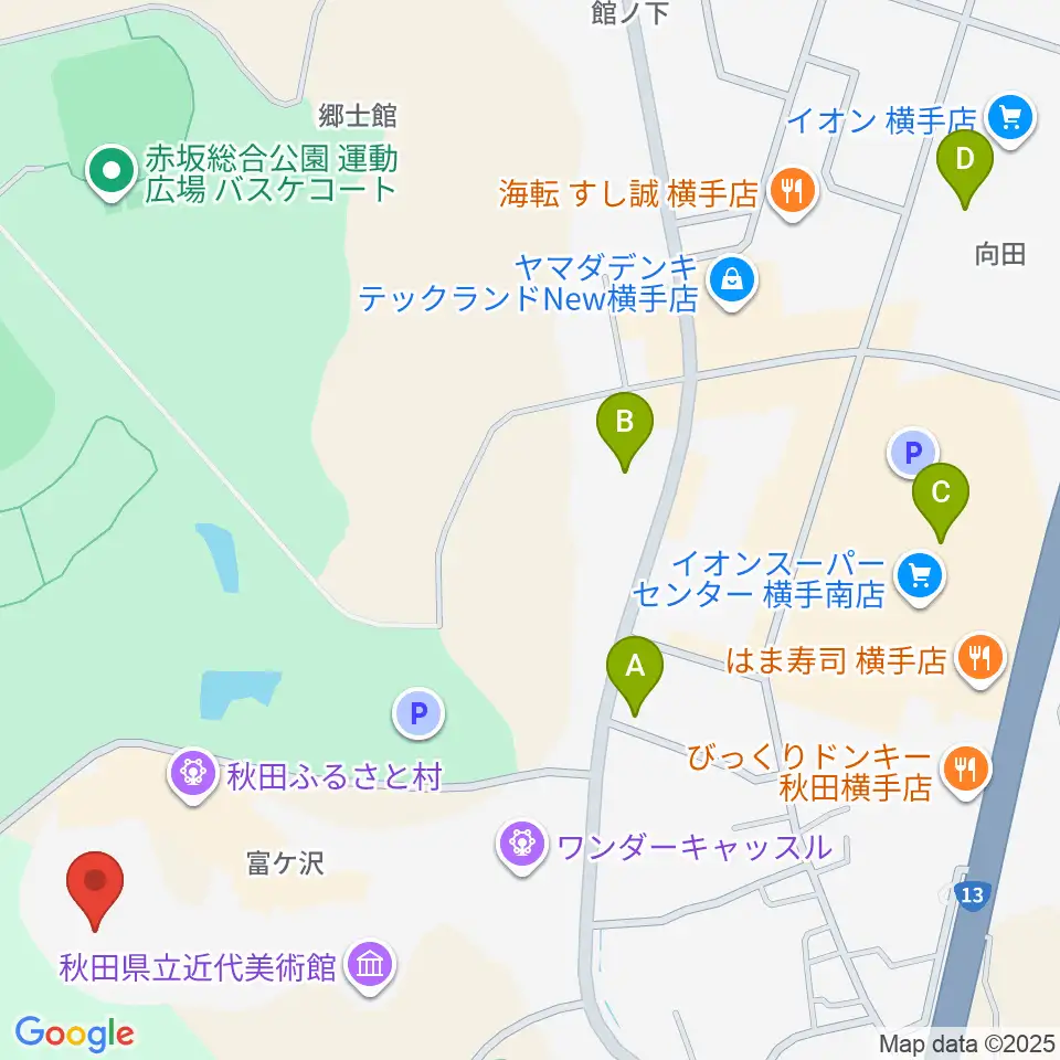 秋田ふるさと村ドーム劇場周辺のカフェ一覧地図