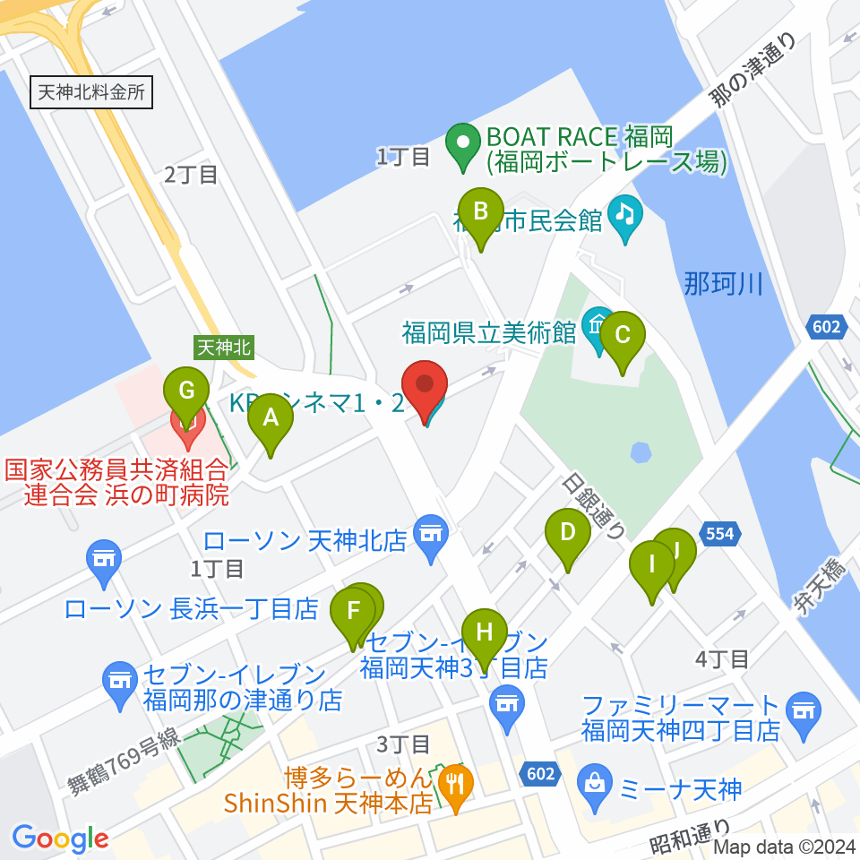 KBCシネマ1･2周辺のカフェ一覧地図