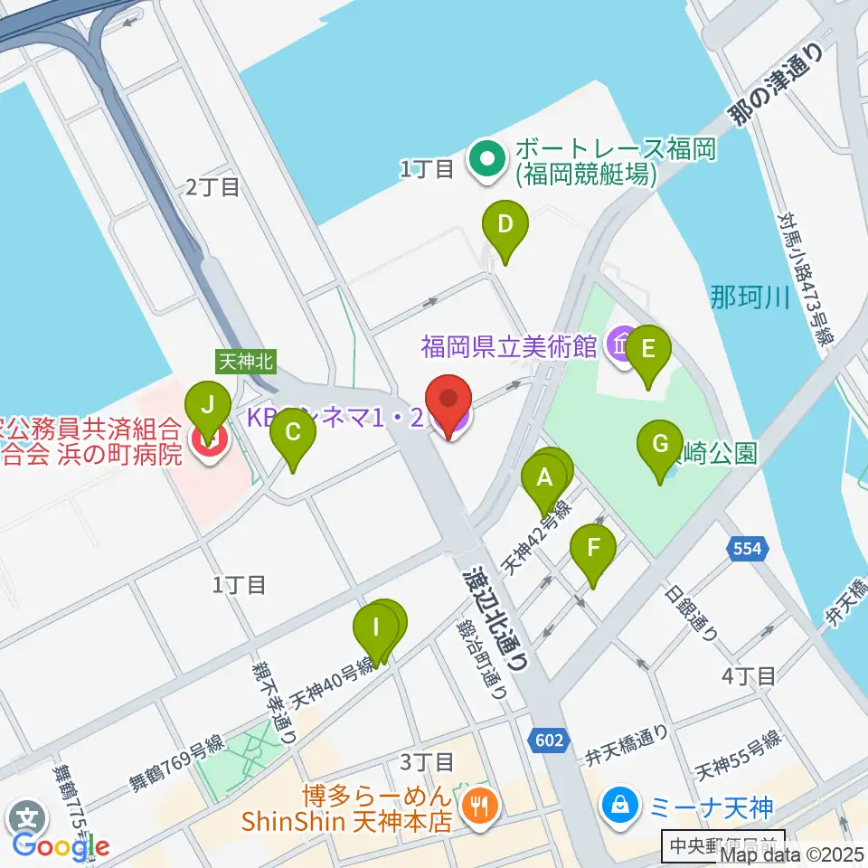 KBCシネマ1･2周辺のカフェ一覧地図