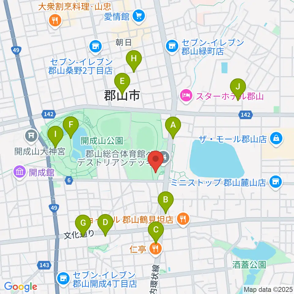 ミューカルがくと館周辺のカフェ一覧地図