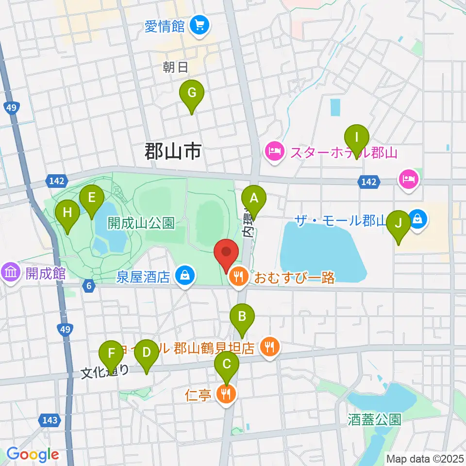 ミューカルがくと館周辺のカフェ一覧地図
