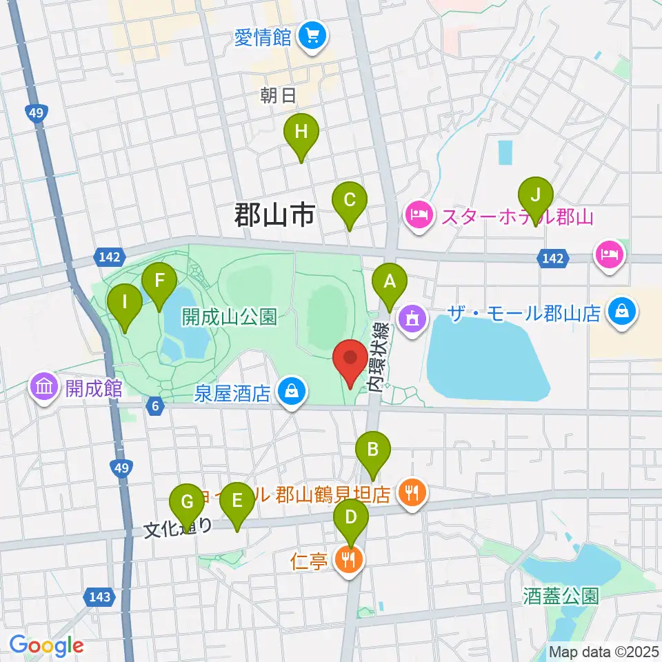 ミューカルがくと館周辺のカフェ一覧地図