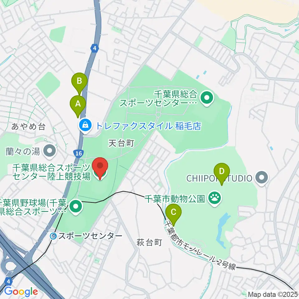 千葉県総合スポーツセンター陸上競技場周辺のカフェ一覧地図