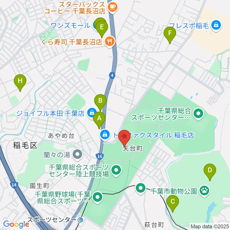 千葉県総合スポーツセンター第2陸上競技場周辺のカフェ一覧地図