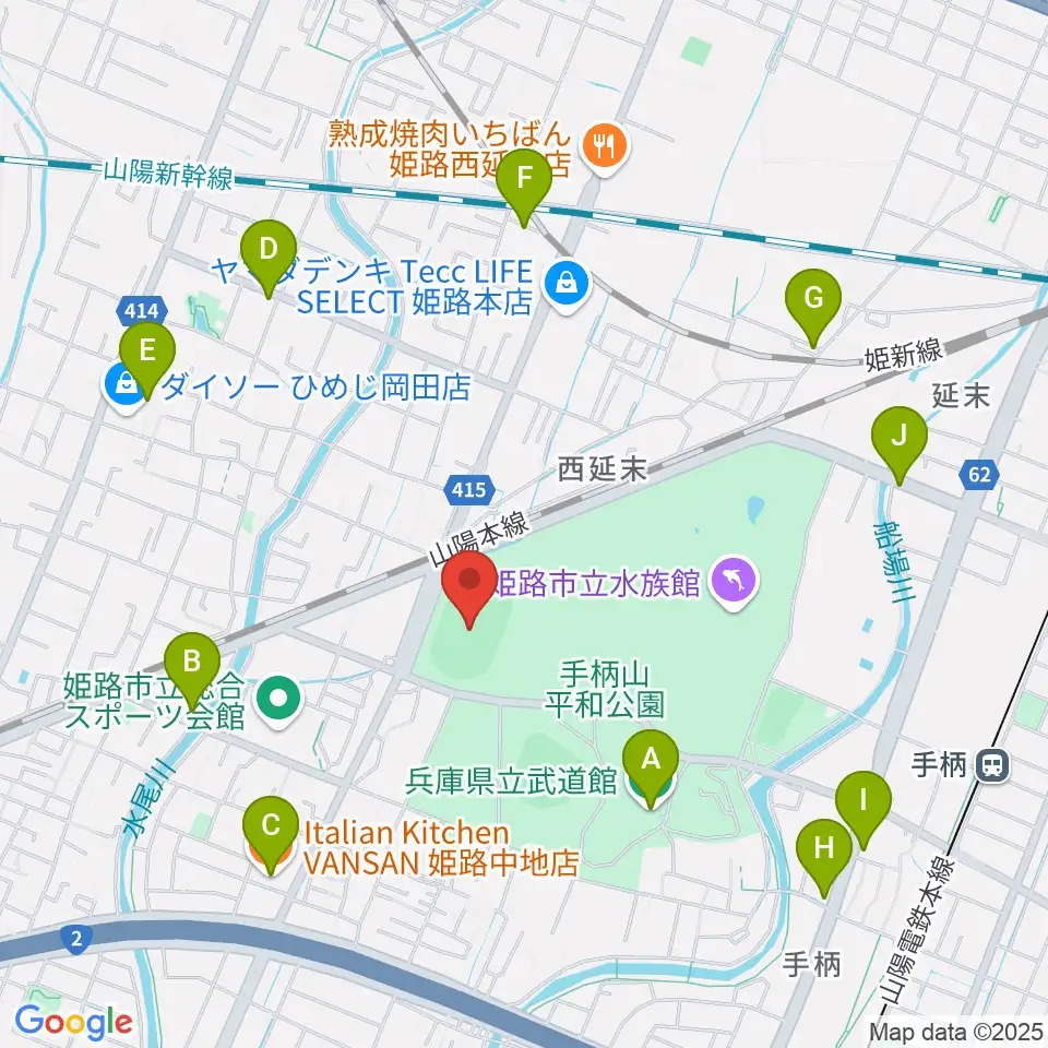 ウインク陸上競技場周辺のカフェ一覧地図