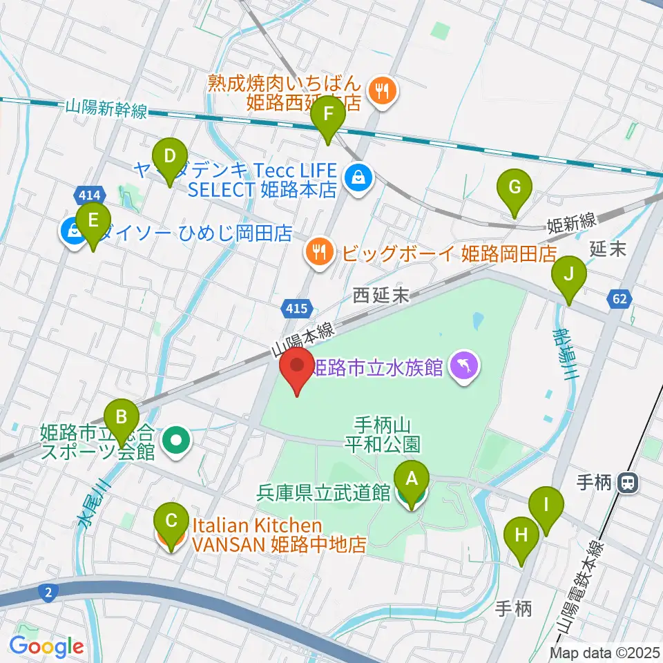ウインク陸上競技場周辺のカフェ一覧地図
