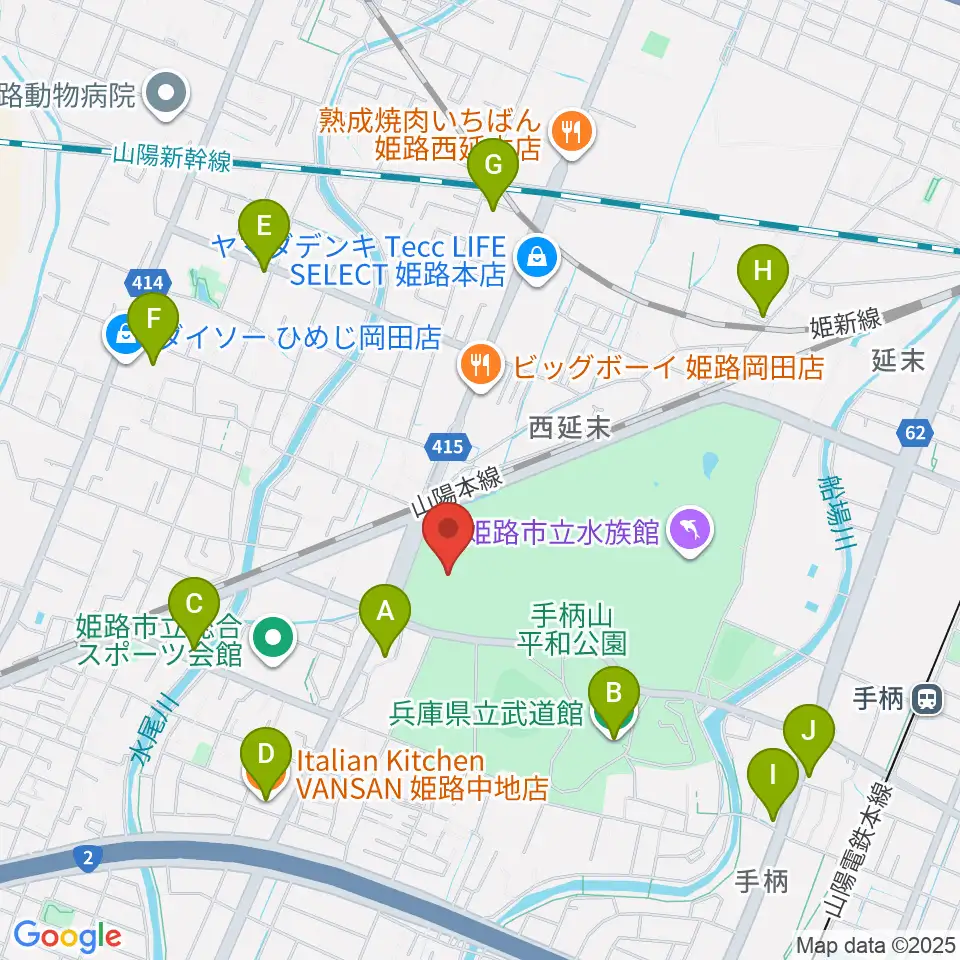ウインク陸上競技場周辺のカフェ一覧地図