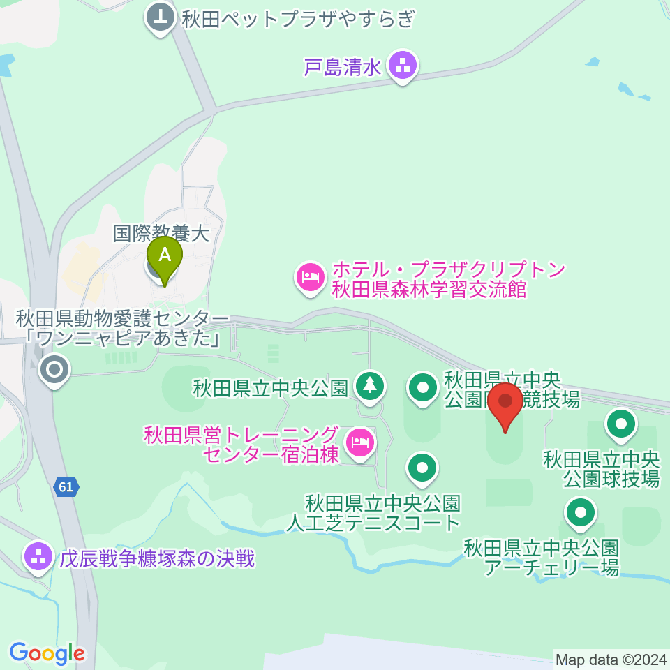 秋田県立中央公園補助陸上競技場周辺のカフェ一覧地図