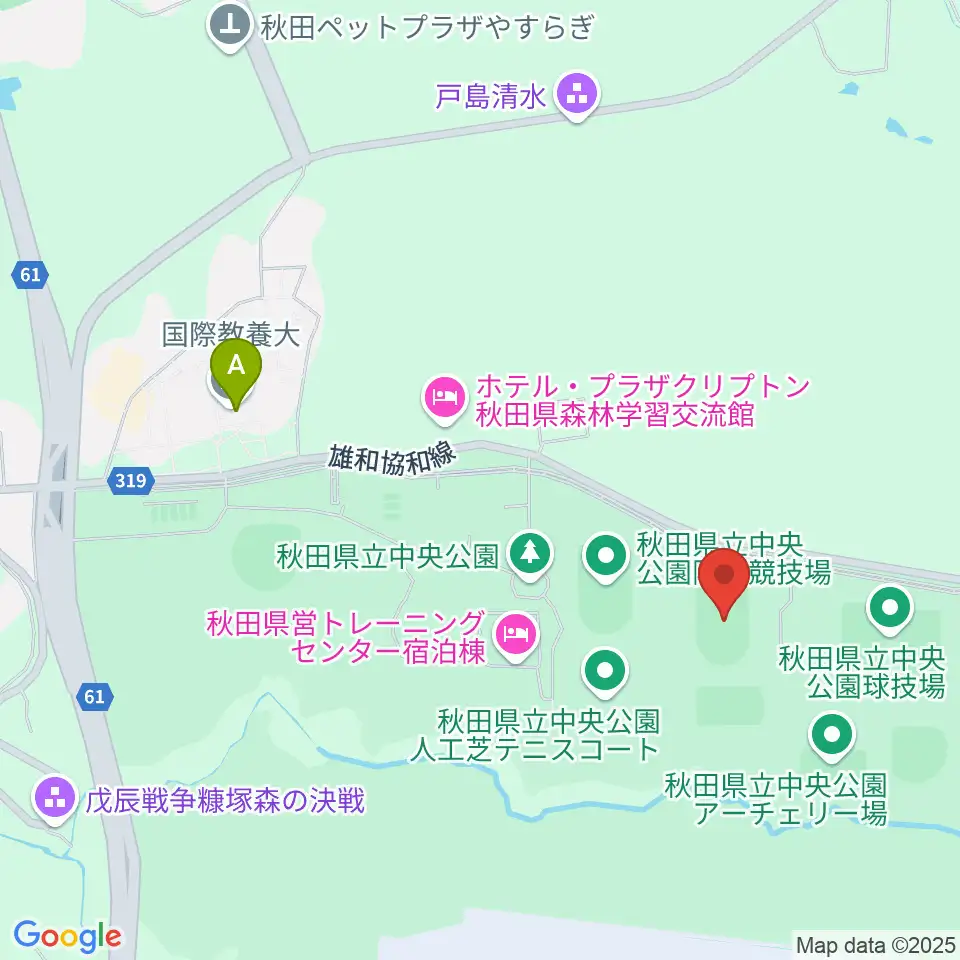 秋田県立中央公園補助陸上競技場周辺のカフェ一覧地図