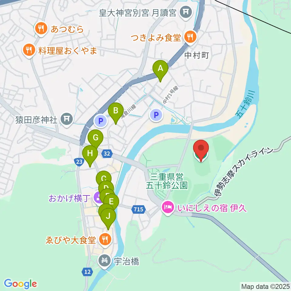 三重交通Gスポーツの杜伊勢陸上競技場周辺のカフェ一覧地図