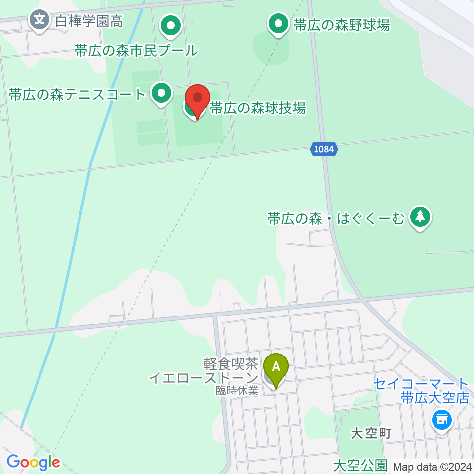 帯広の森球技場周辺のカフェ一覧地図