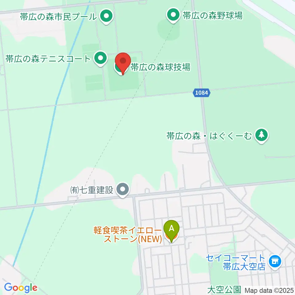 帯広の森球技場周辺のカフェ一覧地図