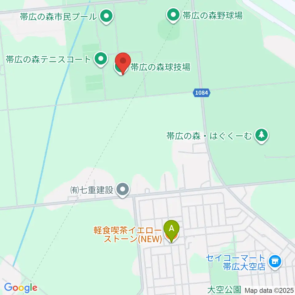 帯広の森球技場周辺のカフェ一覧地図