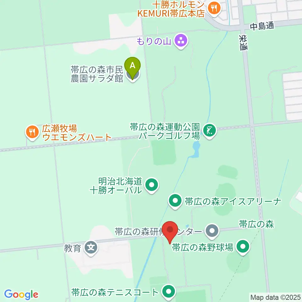 帯広の森体育館周辺のカフェ一覧地図