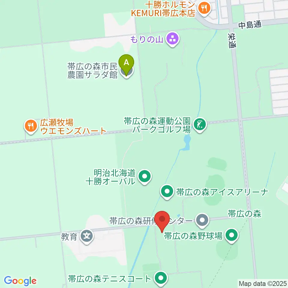 帯広の森体育館周辺のカフェ一覧地図