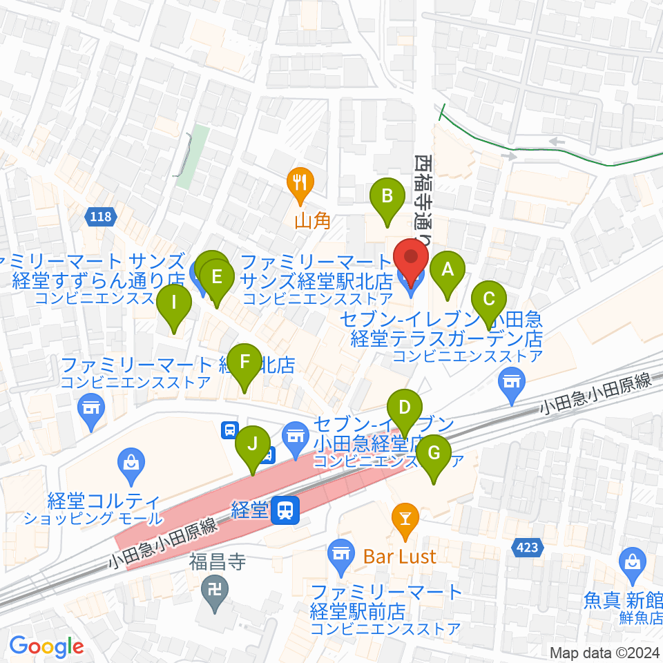 タッドポウルスタジオ経堂周辺のカフェ一覧地図