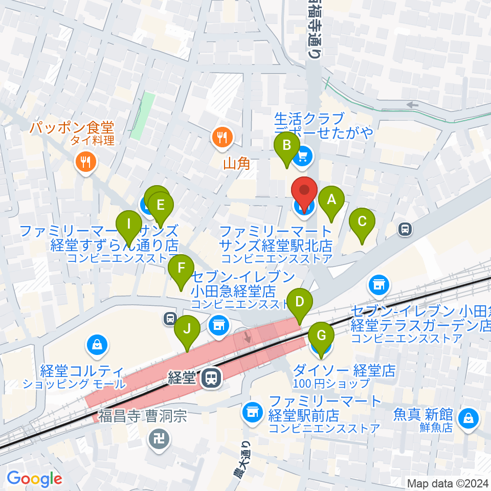 タッドポウルスタジオ経堂周辺のカフェ一覧地図