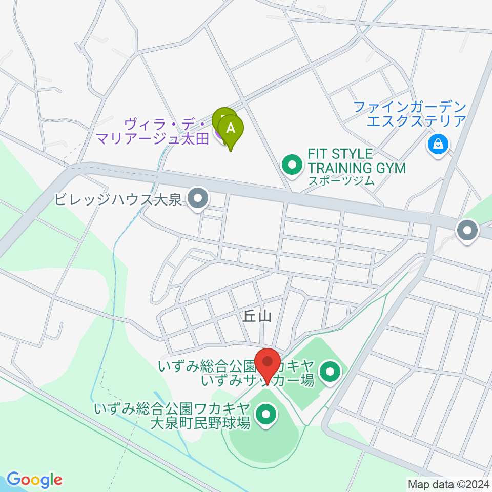 いずみ総合公園ワカキヤ大泉町民野球場周辺のカフェ一覧地図