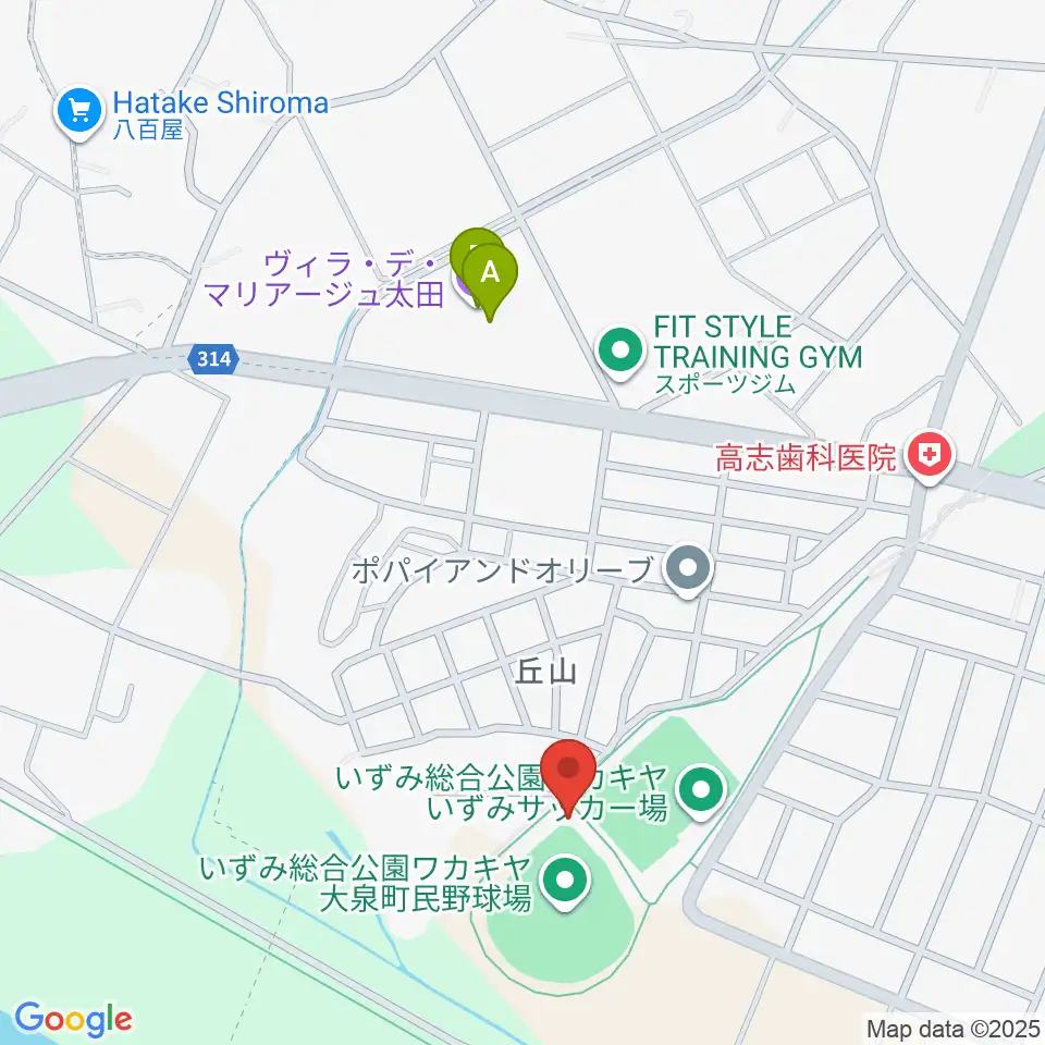 いずみ総合公園ワカキヤ大泉町民野球場周辺のカフェ一覧地図