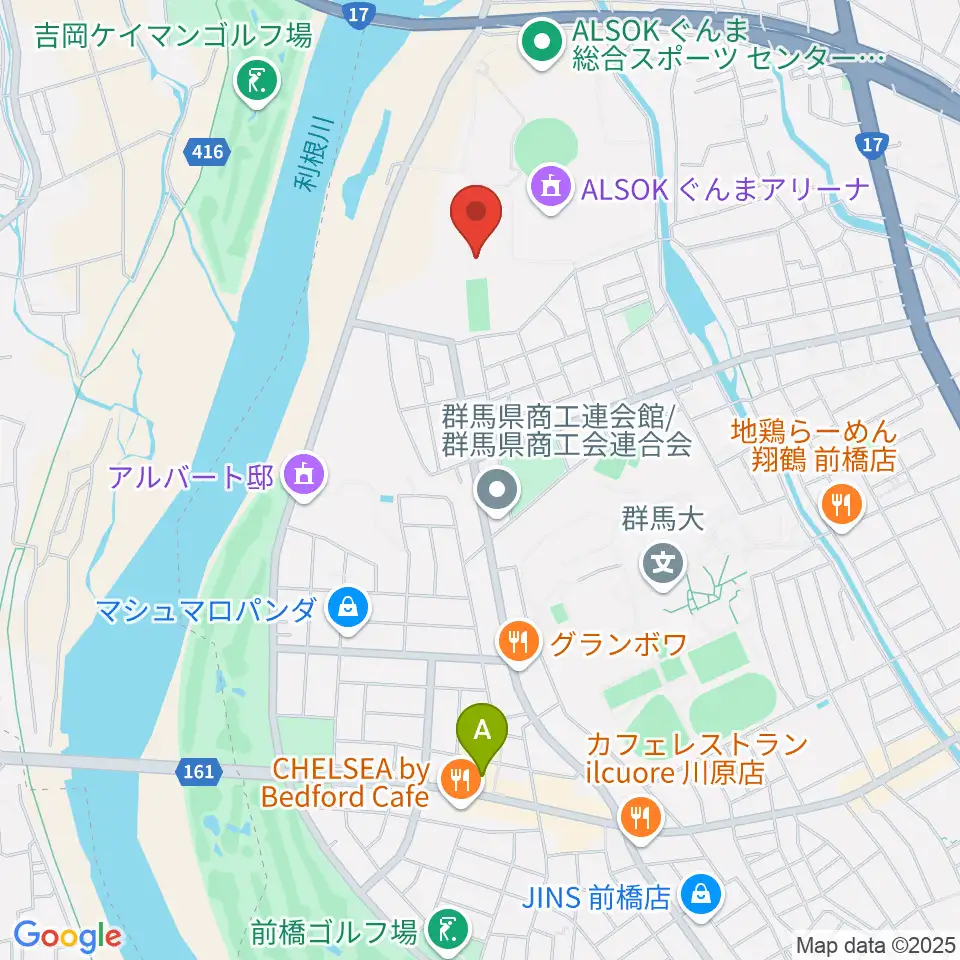 ALSOKぐんまサブアリーナ周辺のカフェ一覧地図