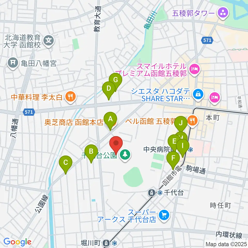 Hakodate Dock Sports Garden周辺のカフェ一覧地図