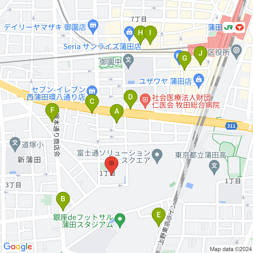 カムカム新蒲田周辺のカフェ一覧地図