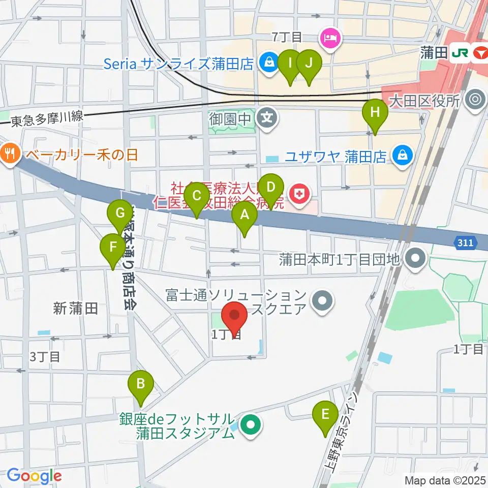 カムカム新蒲田周辺のカフェ一覧地図