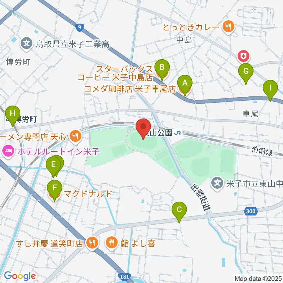 どらドラパーク米子陸上競技場周辺のカフェ一覧地図