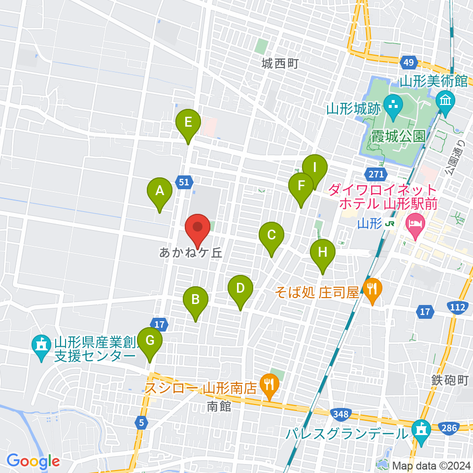 ネッツえがおフィールド周辺のカフェ一覧地図